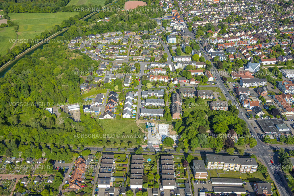 Hamm250500882 | Luftbild, Wohngebiet Ortsansicht Uentrop, Baustelle an der Ostwennemarstraße Ecke Alter Uentroper Weg, Uentrop, Hamm, Ruhrgebiet, Nordrhein-Westfalen, Deutschland