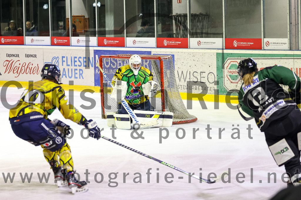 2022-12-16_101_TSV_Erding_gegen_EC_Pfaffenhofen | Erding, Deutschland, 16.12.2022:
Eishockey, Bayernliga 2022 / 2023, 21. Spieltag, TSV Erding gegen EC Pfaffenhofen, Endergebnis: 14:1

Jeremy Eisenhofer (EC Pfaffenhofen, #20), Torwart Hannes Kiefer (EC Pfaffenhofen, #30), Michael Franz (Erding Gladiators, #13)

Foto: Christian Riedel / fotografie-riedel.net