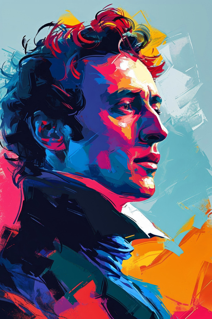 2402020 - Chopin | Ein kreatives Porträt von Frédéric Chopin im Stil eines Gemäldes.