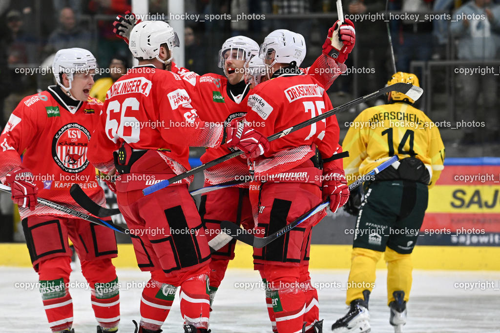 KSV KÄNGURUS vs. EHC Lustenau | Jubel KSV, #66 Stühlinger Adrian KSV, #75 Draschkowitz Lukas KSV, KSV KÄNGURUS vs. EHC Lustenau, KSV KÄNGURUS vs. EHC Lustenau am 14.03.2026 in Kapfenberg (Sportzentrum Kapfenberg), Austria, (Photo by Bernd Stefan)