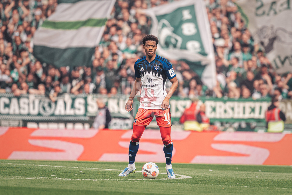 Fußball | Männer | Saison 2025/2026 | 1. Fußball-Bundesliga | 30. Spieltag | SV Werder Bremen vs. Hamburger SV | 18.04.2026 | Warmed Omari (#17, HSV)