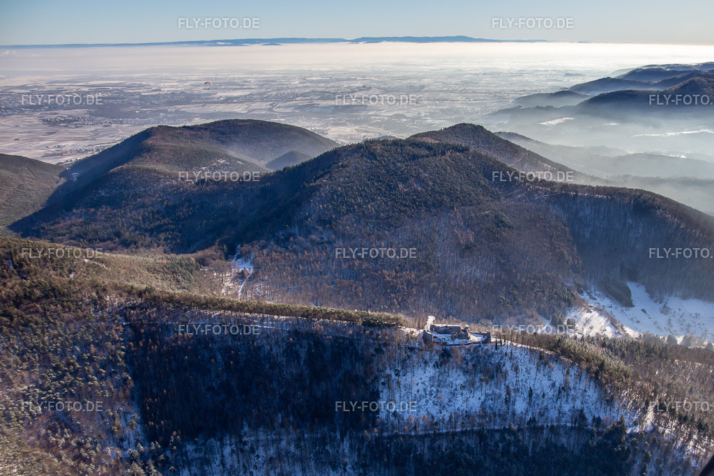 Burgruine Neuscharfeneck aus Norden im Winter bei Schnee | Luftbild: Burgruine Neuscharfeneck aus Norden im Winter bei Schnee in Flemlingen im Bundesland Rheinland-Pfalz in Deutschland. Foto: IMG_139854.jpg vom 20.01.2024 durch ©2025 Werner Riehm fly-foto.de/copyright - Realisiert mit Pictrs.com