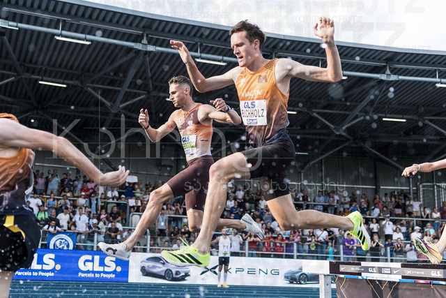 Deutsche Leichtathletik-Meisterschaften; Bochum-Wattenscheid, 25.07.2026 | Karl Bebendorf (Dresdner SC 1898), Niklas Buchholz (Franconia  Athletics), 3000m Hindernis; Deutsche Leichtathletik-Meisterschaften am 25.07.2026 im Lorheide-Stadion, Bochum-Wattenscheid (Nordrhein-Westfalen).
