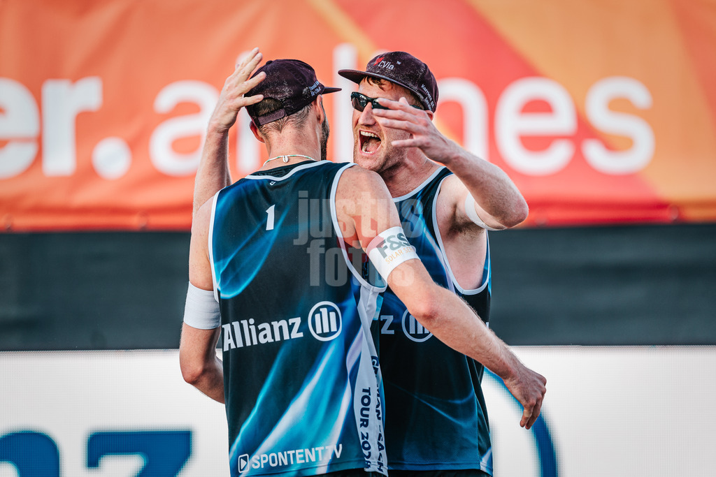 Beachvolleyball | Männer | Allianz German Beach Tour 2024 | Tourstop Kühlungsborn 2 | 16.08.2024 | v.l. Manuel Harms und Yannick Harms