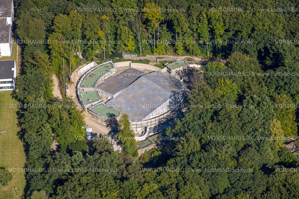 Dortmund240804032 | Luftbild, Dortmunder Zoo, Baustelle mit Neubau Robbenanlage, Rombergpark-Lücklemberg, Dortmund, Ruhrgebiet, Nordrhein-Westfalen, Deutschland