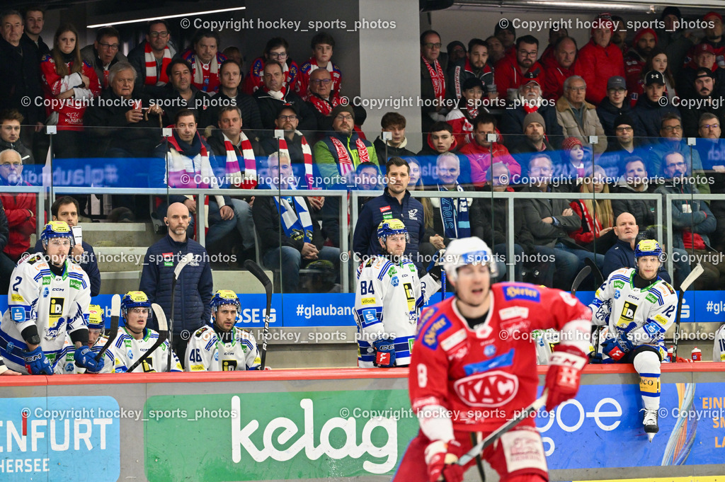EC KAC vs. EC IDM Wärmepumpen VSV 4.2.2024 | Spielerbank EC VSV, Assistentcoach EC VSV David Rodman, Tormann Coach EC VSV Patrick Machreich, Headcoach EC VSV RODMAN MARCEL