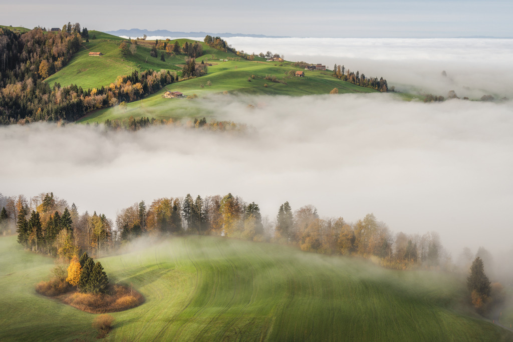 Nebel über Allendwinden | Das bekannte Nebelmeer im Herbst vom Gubel Richtung Allenwinden. - Realisiert mit Pictrs.com