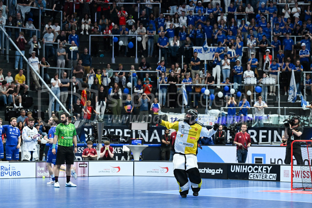 Zug United - HC Rychenberg - 25. April 2026 | Eric Kunz (#35 HC Rychenberg Winterthur) am L-UPL Superfinal-Spiel zwischen Zug United und HC Rychenberg am 25. April 2026 in der BCF Arena, Fribourg, Schweiz.Bild: Sportfotografie Markus Aeschimann | www.markus-aeschimann.ch - Realized with Pictrs.com