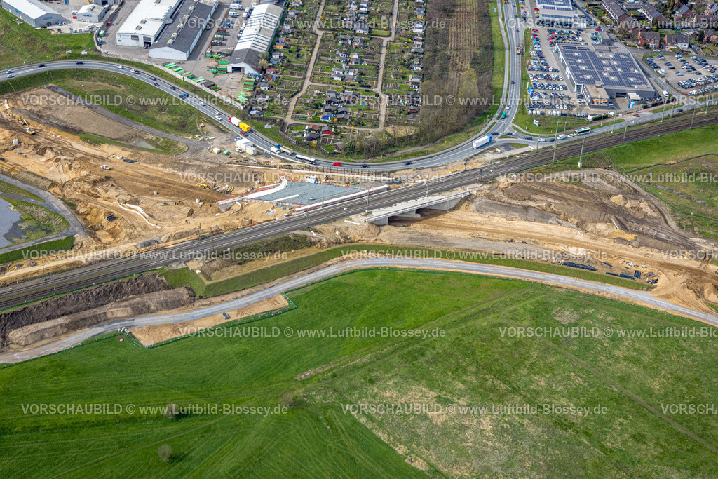 Wesel230300936 | Luftbild, Lippemündungsraum, Lippeaue, Baustelle und Neubau Erweiterung Bundesstraße B8,  Fusternberg, Wesel, Ruhrgebiet, Niederrhein, Nordrhein-Westfalen, Deutschland