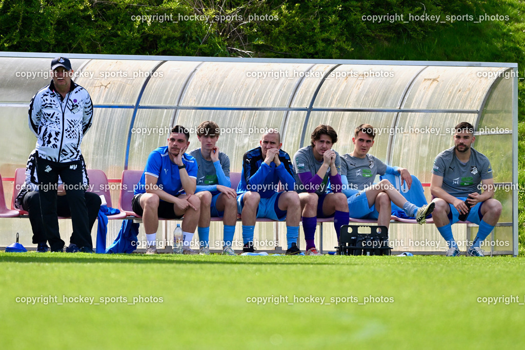 SC Landskron vs. SVG Bleiburg | Spielerbank SVG Bleiburg, Headcoach SVG Bleiburg Nevenko Vasiljevic, #7 Mathias Robert Knauder SVG Bleiburg, #6 Nikola Tolimir SVG Bleiburg, #1 Alexander Manfred Hautz SVG Bleiburg, #27 Florian Fischer SVG Bleiburg, #10 Dominik Peketz SVG Bleiburg, SC Landskron vs. SVG Bleiburg, SC Landskron vs. SVG Bleiburg am 28.04.2024 in Villach (Sportzentrum Landskron), Austria, (Photo by Bernd Stefan)