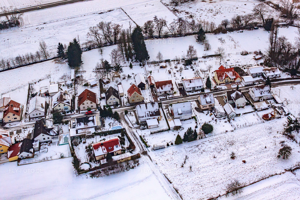 Luftbild: Mühlstraße bei Schnee in Barbelroth im Bundesland Rheinland-Pfalz in Deutschland. Foto: IMG_23701.jpg vom 16.01.2010 durch Werner Riehm/FLY-FOTO.de