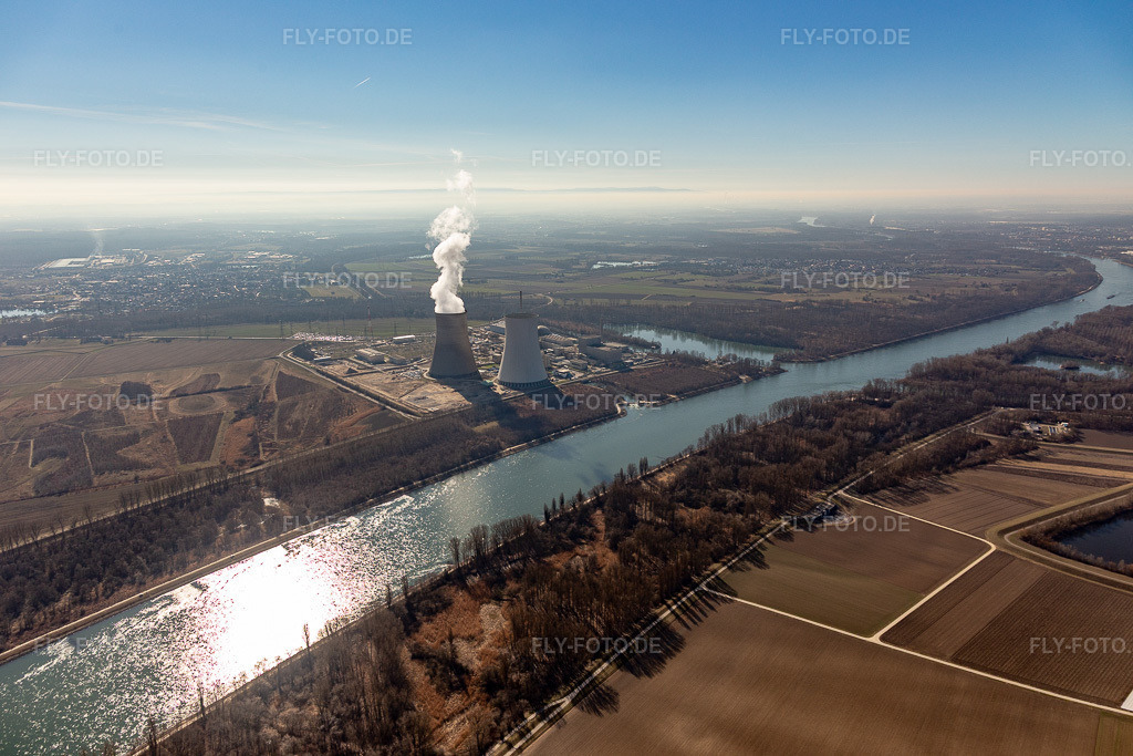 Luftbild: AKW in Philippsburg im Bundesland Baden-Württemberg in Deutschland. Foto: IMG_112851.jpg vom 27.02.2019 durch Werner Riehm/FLY-FOTO.de