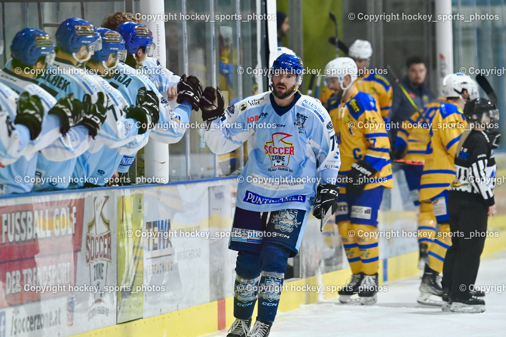  ESC Steindorf vs. EHC Althofen 2.3.2023 | Jubel ESC Steindorf Mannschaft, Spielerbank ESC Steindorf, #79 Petrik Benjamin Jubel