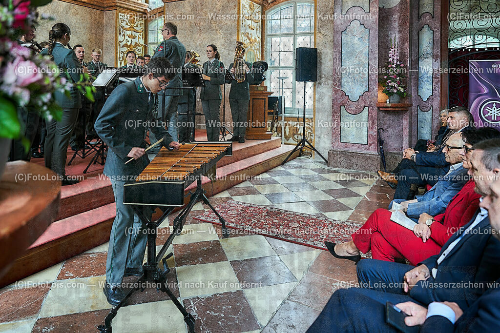 ALS1499_XXXIX-Chopin-Festival_Ausklang_Militaermusikkapelle NOe | (C)FotoLois.com, Alois Spandl, XXXIX. internationales CHOPIN-Festival in der Kartause Gaming, AUSKLANG in der Barockbibliothek mit der Militärmusik Niederösterreich unter der Leitung von Militärkapellmeister Oberst Adolf Obendrauf, So 6. August 2023.