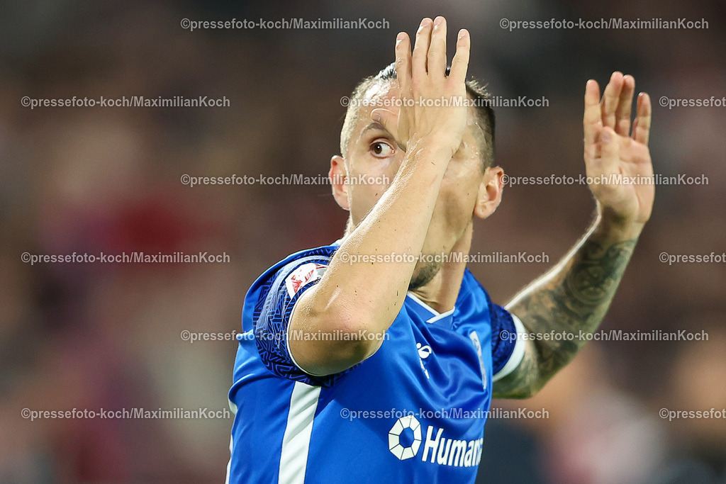 Koe14092402126 | 14.09.2024, 2. Fußball Bundesliga, 1. FC Köln - 1. FC Magdeburg, RheinEnergieSTADION, Saison 2024 2025: Baris Atik (1.FC Magdeburg #23) gestikulierendDFB regulations prohibit any use of photographs as image sequences and or quasi-video.