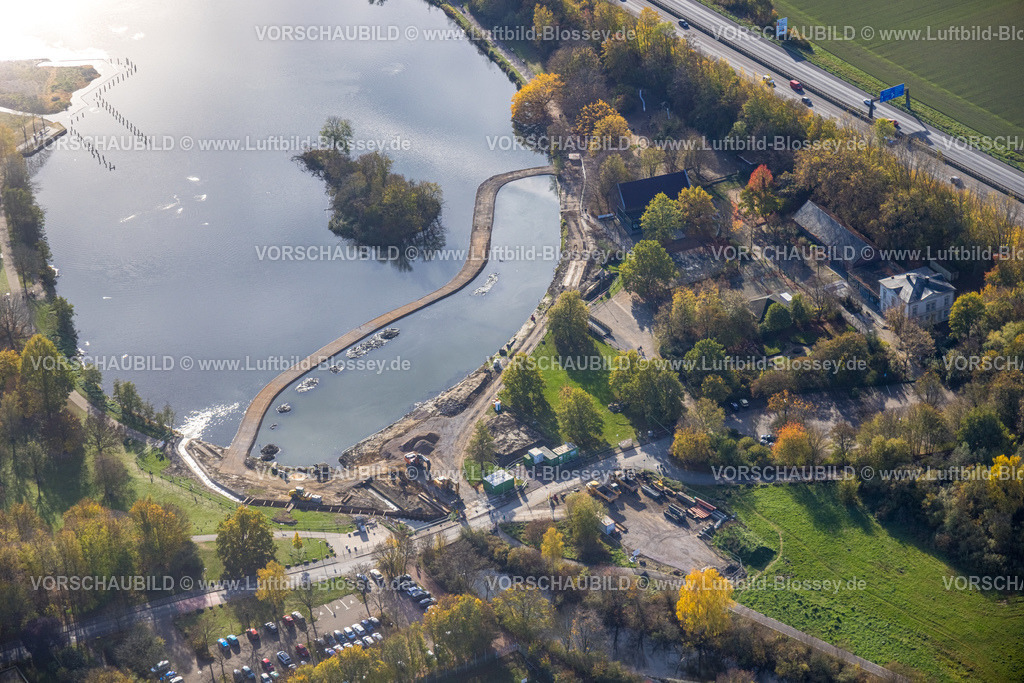 Bochum221100416 | Luftbild, Ümminger See, neuer Damm Bauarbeiten, Langendreer-Alter Bahnhof, Bochum, Ruhrgebiet, Nordrhein-Westfalen, Deutschland