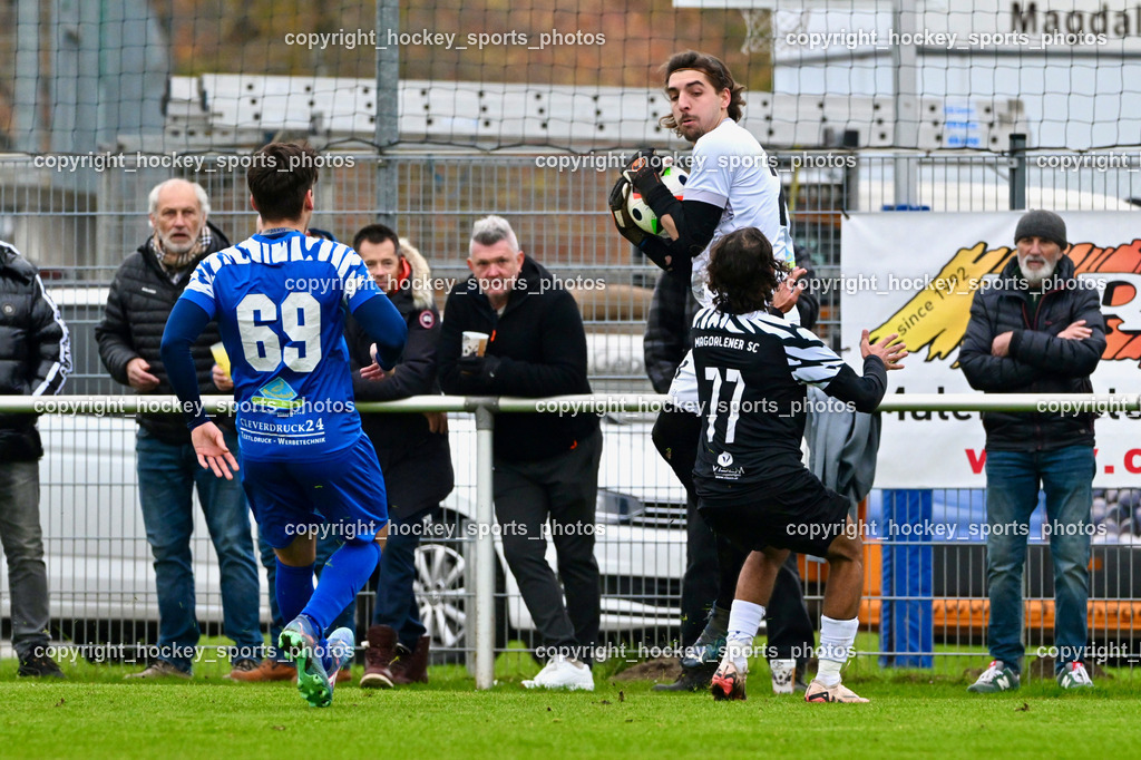 MSC Magdalen vs. SV Wernberg | #69 Valentino Fernando Corti SV Wernberg, #21 Nico Brian Pettauer SV Wernberg, #77 Saif Moussa MSC Magdalen, MSC Magdalen vs. SV Wernberg, MSC Magdalen vs. SV Wernberg am 10.11.2024 in Magdalen (Sportplatz Magdalen), Austria, (Photo by Bernd Stefan)