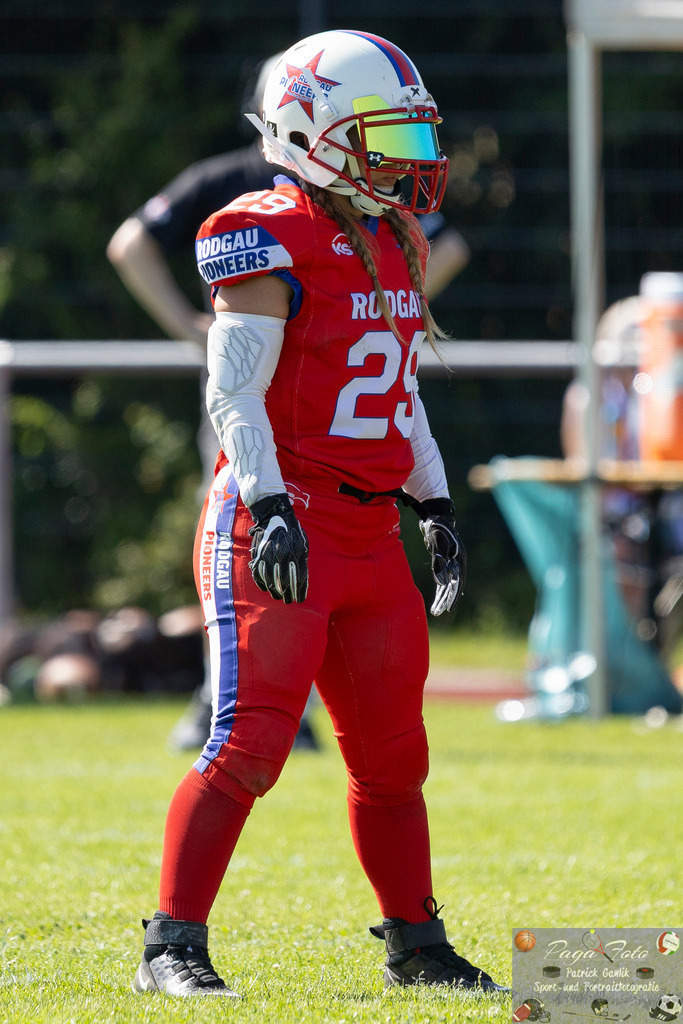 GFLW 1: German Football League Women 1: Rodgau Pioneers Ladies - Stuttgart Scorpions Sisters, 07.06.2026 | Alena Lins (Rodgau Pioneers Ladies #29), Freisteller, Portrait / Porträt, Rodgau Pioneers Ladies - Stuttgart Scorpions Sisters, Rodgau, Maingau-Energie-Stadion "Am Weichsee", 7.6.2026 - Realisiert mit Pictrs.com