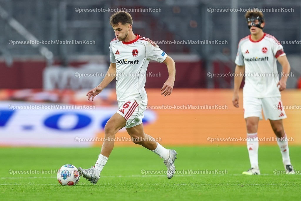 F9503102501305 | 03.10.2025, Fußball, Fortuna Düsseldorf - 1.FC Nürnberg, 2. Fußball Bundesliga, Merkur Spiel-Arena, Saison 2025 2026: Florian Flick (1FC Nuernberg #06) DFB regulations prohibit any use of photographs as image sequences and or quasi-video.