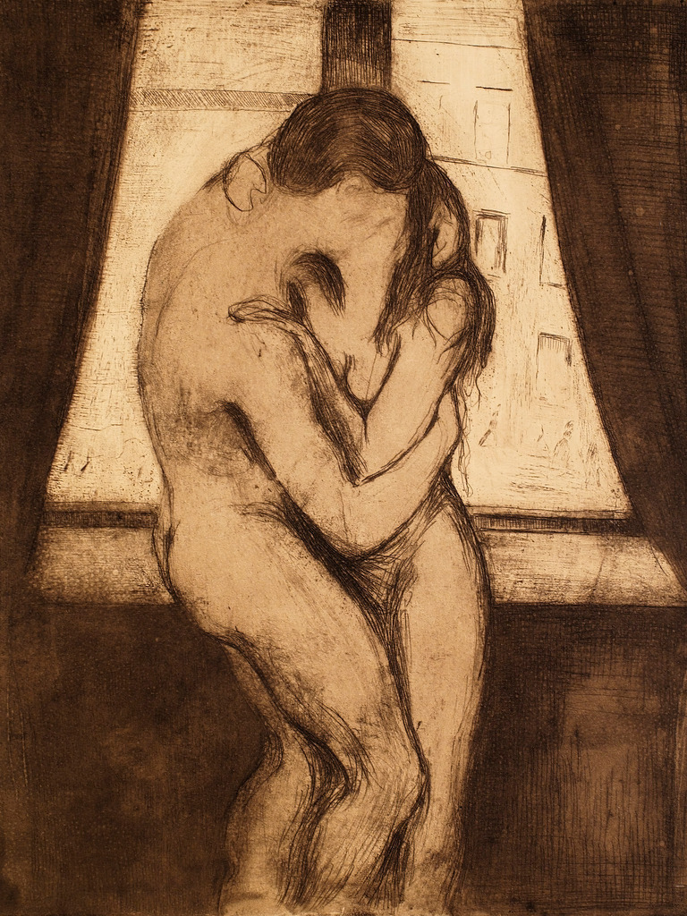 2502022 - Edvard Munch - Der Kuss | Moderne Wandbilder auf Leinwand, Acylglas, Alu-Dibond oder als Poster. Tauchen Sie ein in die Welt KI-generierter Kunstwerke - entdecken Sie hochwertige Kunstdrucke unserer Gemälde, Illustrationen und fotorealistischen Motive.