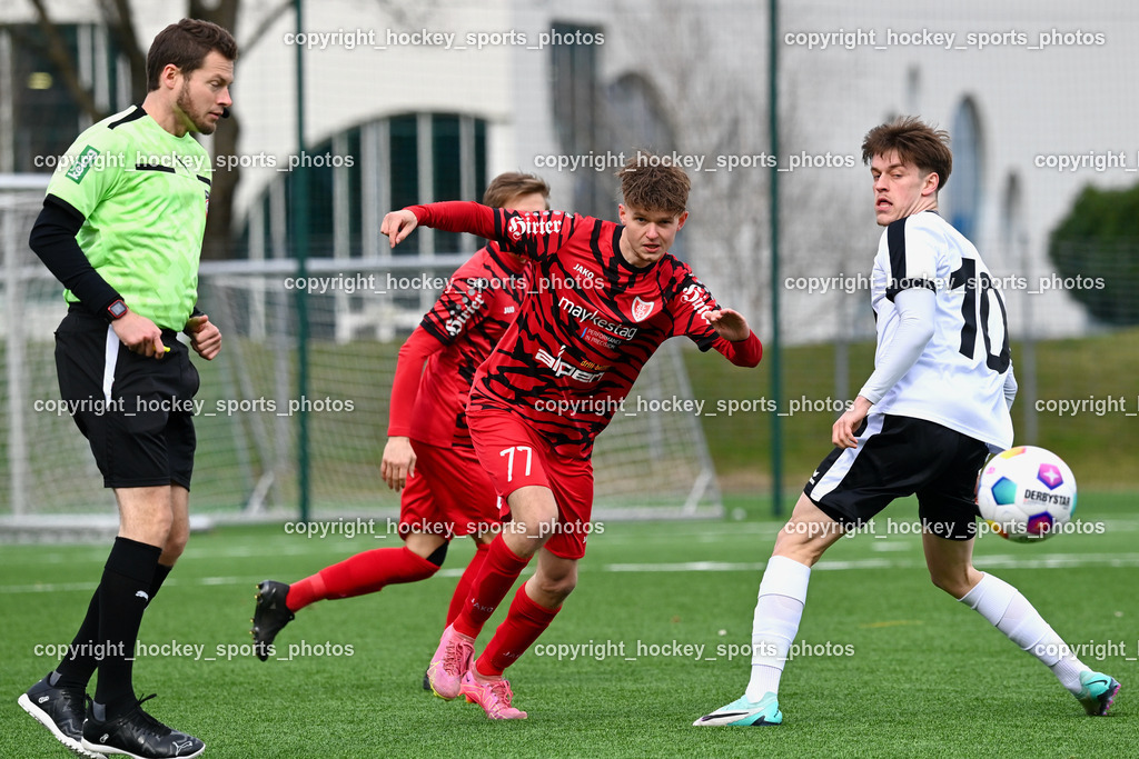 SV Spittal 1921 vs. ATUS Ferlach 24.3.2024 | Hopfgartner Christoph Referee, #77 Stefan Ehner ATUS Ferlach, #10 Adrian Steurer SV Spittal, SV Spittal 1921 vs. ATUS Ferlach 24.3.2024, SV Spittal 1921 vs. ATUS Ferlach am 24.03.2024 in Spittal an der Drau (Goldeck Stadion), Austria, (Photo by Bernd Stefan)