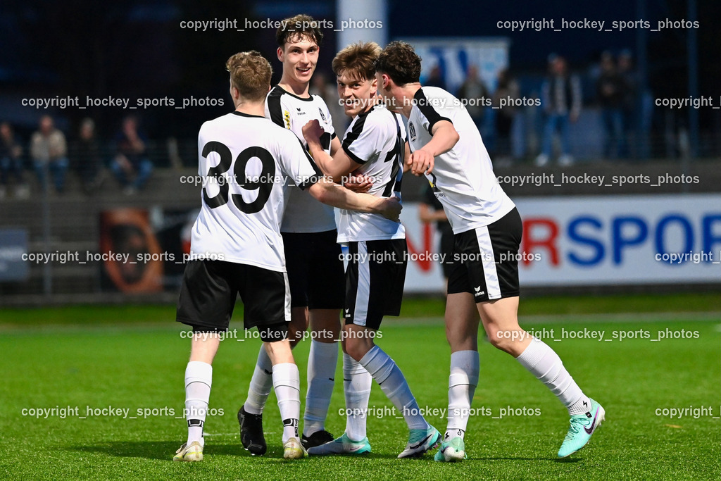 SV Spittal vs. VST Völkermarkt 5.4.2024 | Jubel SV Spittal, #39 Fabian Hoi SV Spittal, #9 Samuel Müllmann SV Spittal, #10 Adrian Steurer SV Spittal, #3 Killian Brandner SV Spittal, SV Spittal vs. VST Völkermarkt 5.4.2024, SV Spittal vs. VST Völkermarkt am 05.04.2024 in Spittal an der Drau (Goldeck Stadion), Austria, (Photo by Bernd Stefan)