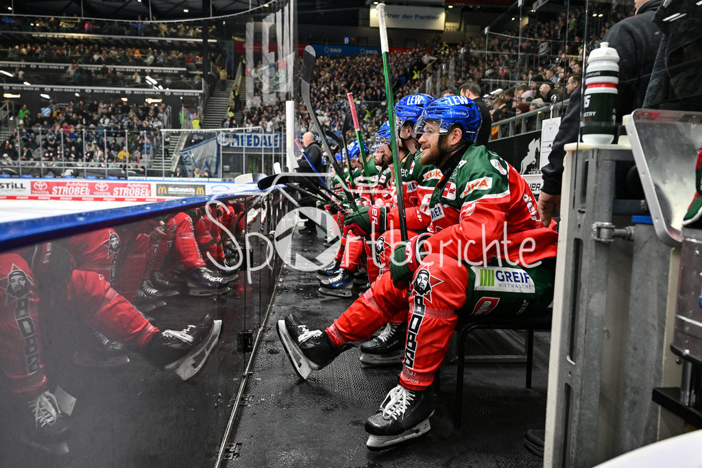 Augsburger Panther - Schwenninger Wild Wings | im Bild die Bank der Augsburger Panther / DEL: Augsburger Panther - Schwenninger Wild Wings, Curt Frenzel Stadion am 02.02.2025