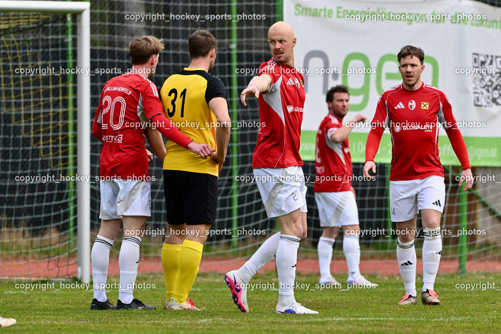 SV Arnoldstein vs. FC Union Sillian-Heinfels | #20 Marco Ortner FC Sillian, #31 Roman Binter SV Arnoldstein, #27 David Walder FC Sillian, #14 Gal Primo FC Sillian, SV Arnoldstein vs. FC Union Sillian-Heinfels, SV Arnoldstein vs. FC Union Sillian-Heinfels am 29.03.2026 in Arnoldstein (Waldparkstadion Arnoldstein), Austria, (Photo by Bernd Stefan)