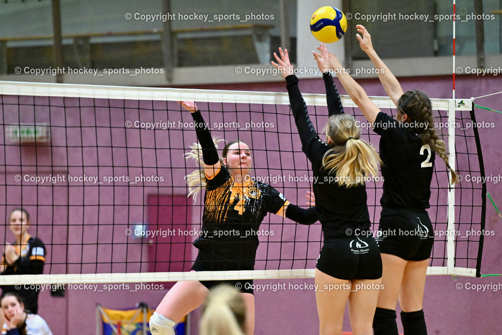 ASKÖ Volley Eagles Villach vs. VC Hausmannstätten | #4 KOOPMAN Marjon ASKÖ Volley Eagles Villach, #10 MAROLD-ORTNER Nicole VC Hausmannstätten, #2 WAILLAND Katharina VC Hausmannstätten, ASKÖ Volley Eagles Villach vs. VC Hausmannstätten, ASKÖ Volley Eagles Villach vs. VC Hausmannstätten am 01.02.2025 in Villach (Ballspielhalle Lind), Austria, (Photo by Bernd Stefan)