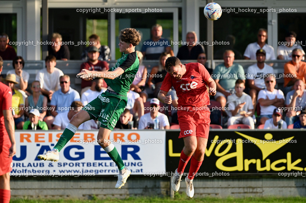 FC Lendorf vs. SC St.Veit | #66 Luca Christoph Morgenstern FC Lendorf, #12 Moritz Johannes Kirbach St.Veit, FC Lendorf vs. SC St.Veit, FC Lendorf vs. SC St.Veit am 17.08.2024 in Lendorf (Thomas Morgenstern-Arena), Austria, (Photo by Bernd Stefan)