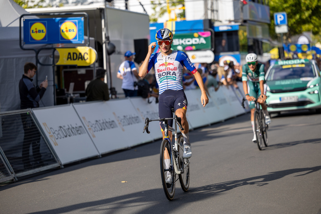Tour of Germany 2026 (Bad Dürkheim, Germany) | Bad Dürkheim, Germany, 22. Aug. 2026: Lidl Tour of Germany 2026 / The stage winner, Giulio Pellizzari (Red Bull - Bora - Hansgrohe /GER) - Realisiert mit Pictrs.com