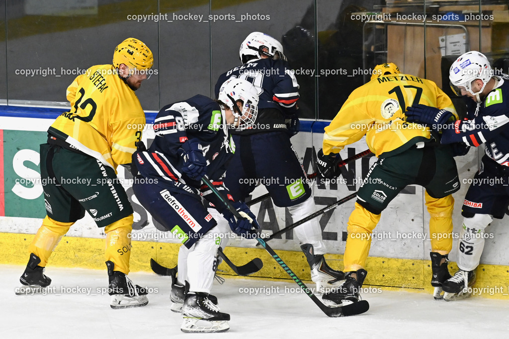 ATSE Graz vs. EHC Lustenau | #32 Stefan Daniel EHC Lustenau, #83 Kaschnig Cornelius ATSE Graz, #17 Metzler Manuel EHC Lustenau, #62 Fellner Tobias ATSE Graz, #20 Helm Simon ATSE Graz, ATSE Graz vs. EHC Lustenau, ATSE Graz vs. EHC Lustenau am 14.02.2026 in Graz (Merkur Eishalle ), Austria, (Photo by Bernd Stefan)