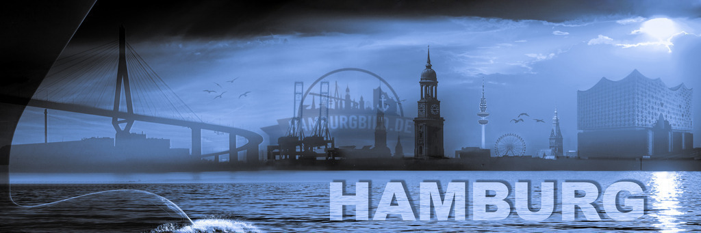 Hamburg collage 2.0 blau | Entdecken Sie ein beeindruckendes Wandbild in Form einer Collage, das die faszinierende Vielfalt Hamburgs einfängt. Dieses detailreiche Kunstwerk vereint ikonische Wahrzeichen und Szenen der Hansestadt in einem harmonischen Zusammenspiel von Farben und Formen. Perfekt als dekorativer Blickfang für Ihr Zuhause oder Büro, bringt dieses Wandbild den einzigartigen Charme Hamburgs in jeden Raum. Ideal für Liebhaber der Stadt und Kunstinteressierte, die eine besondere Atmosphäre schaffen möchten. - Realisiert mit Pictrs.com