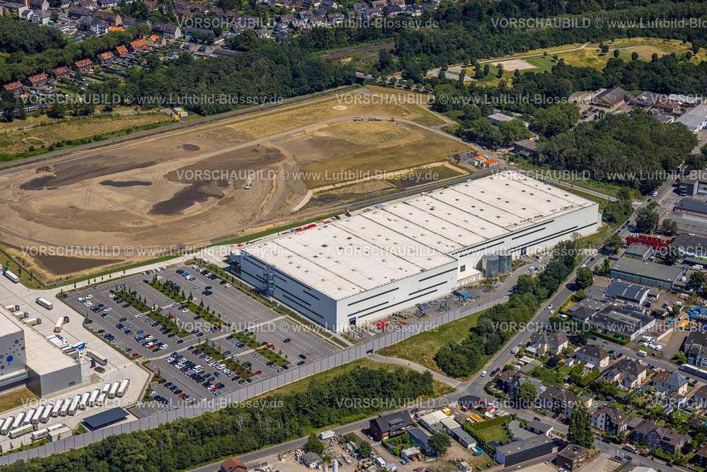 Oberhausen230705918 | Luftbild, Baustelle für Picnic E-Food-Lager neben dem Edeka Zentrallager Logistikzentrum an der Autobahn A3, Waldteich, Schwarrze Heide, Oberhausen, Ruhrgebiet, Nordrhein-Westfalen, Deutschland