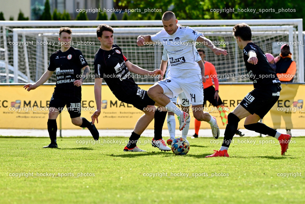ASK Klagenfurt vs. SK Vorwärts Steyr 21.4.2024 | #4 Stefan Goldnagl SK Vorwärts Steyr, #14 Anej Kmetic ASK Klagenfurt, ASK Klagenfurt vs. SK Vorwärts Steyr 21.4.2024, ASK Klagenfurt vs. SK Vorwärts Steyr am 21.04.2024 in Klagenfurt (ASK Sportzentrum Fischl), Austria, (Photo by Bernd Stefan)