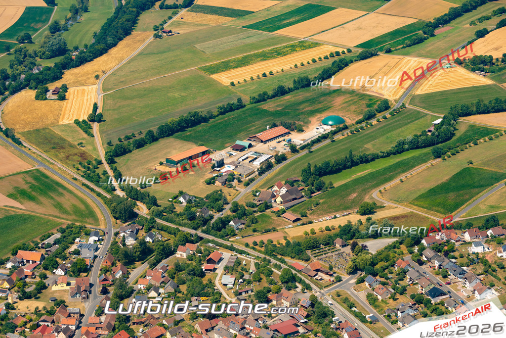 Das Luftbild zeigt : Diebach Hammelburg - Die Luftaufnahme wurde 2023 vom UL-Flugzeug aus erstellt ( keine Drohne ) - Hochauflösende Luftaufnahme - Für grossformatige Ausdrucke geeignet. Die Geschenkidee !Mit Lizenz und Bildrechte bestellbar