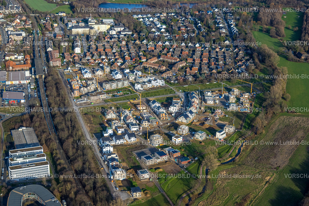 Duisburg230100075Angerbogen | Luftbild, Baugebiet Am Angerbogen, Neubaugebiet, Einfamilienhaus, Reihenhäuser, Neubauten,  Huckingen, Duisburg, Ruhrgebiet, Nordrhein-Westfalen, Deutschland