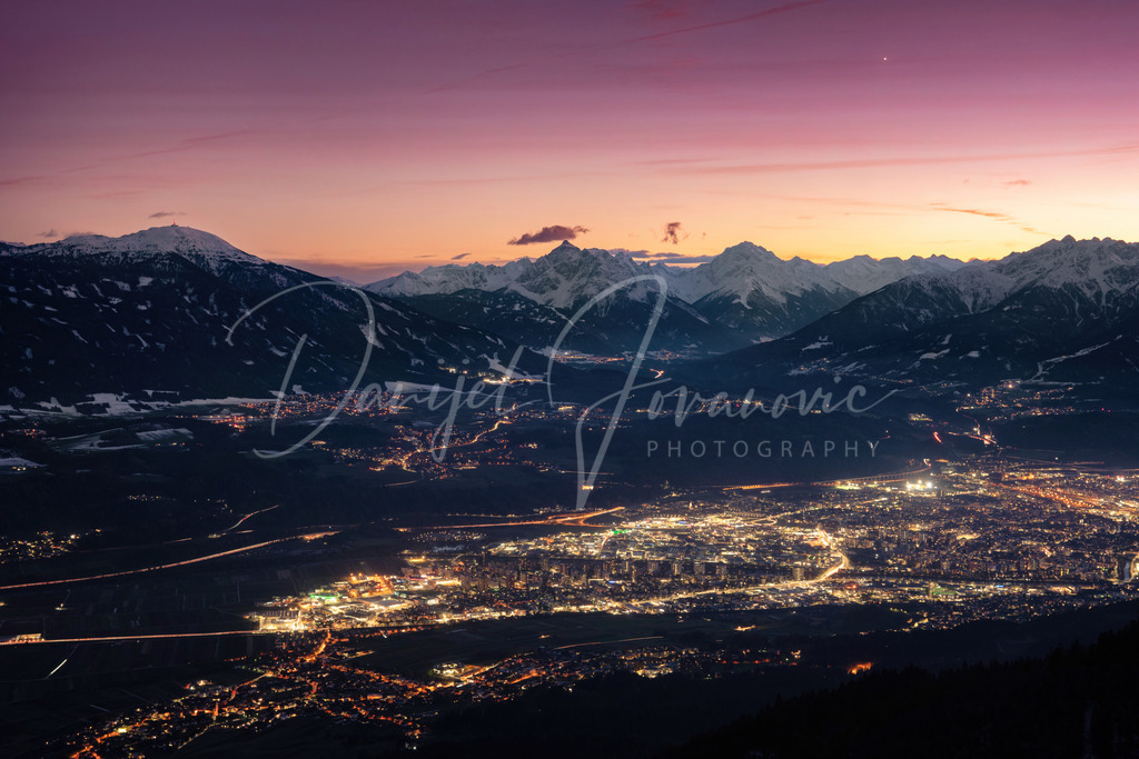 Abendstimmung | Blick von der Kaisersäule in RIchtung Stubaital