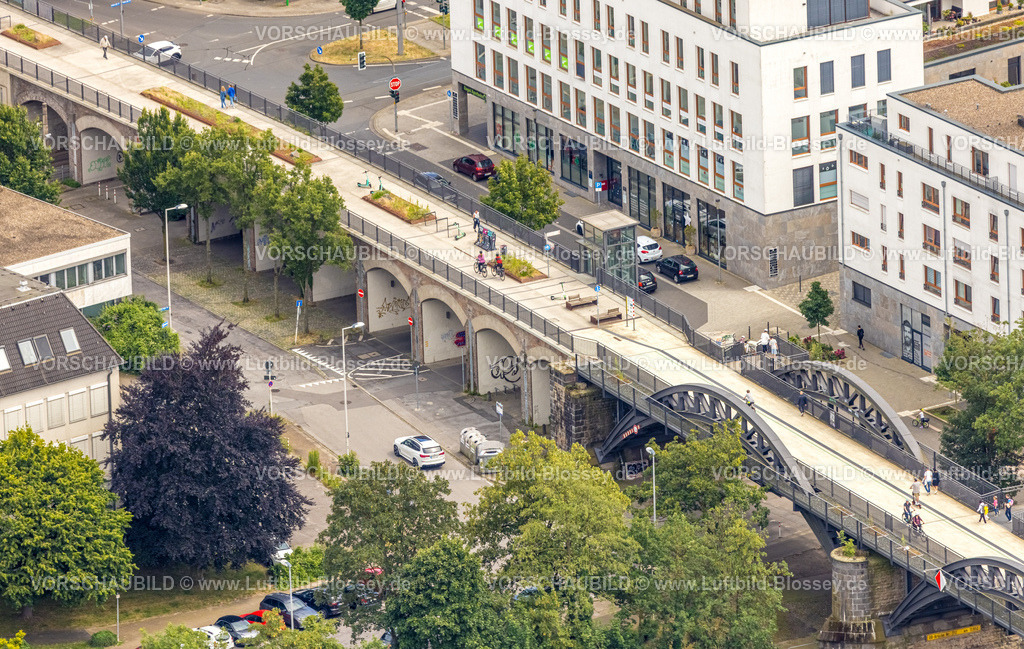 Muelheim240702984 | Luftbild, Stadtviadukt und Radschnellweg Ruhr RS1, Fluss Ruhr, Altstadt II, Mülheim an der Ruhr, Ruhrgebiet, Nordrhein-Westfalen, Deutschland