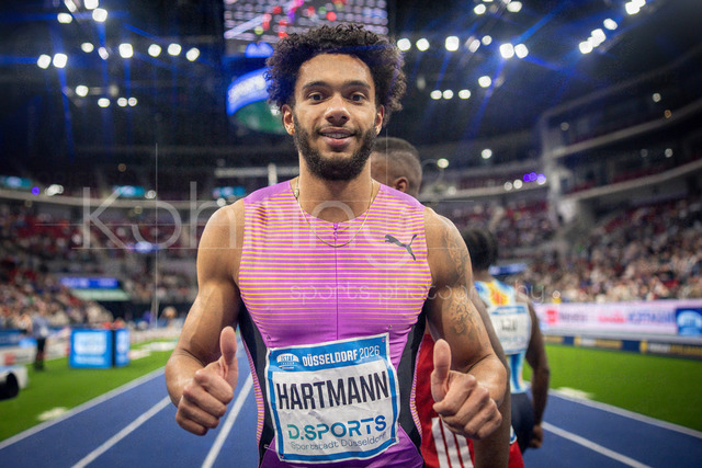 ISTAF Indoor; Duesseldorf, 24.01.2026 | DUESSELDORF, GERMANY - JANUARY 24:  Joshua Hartmann (GER), 60m, during the ISTAF Indoor Dusseldorf at PSD Bank Dome on January 24, 2026 in Duesseldorf, Germany. 
