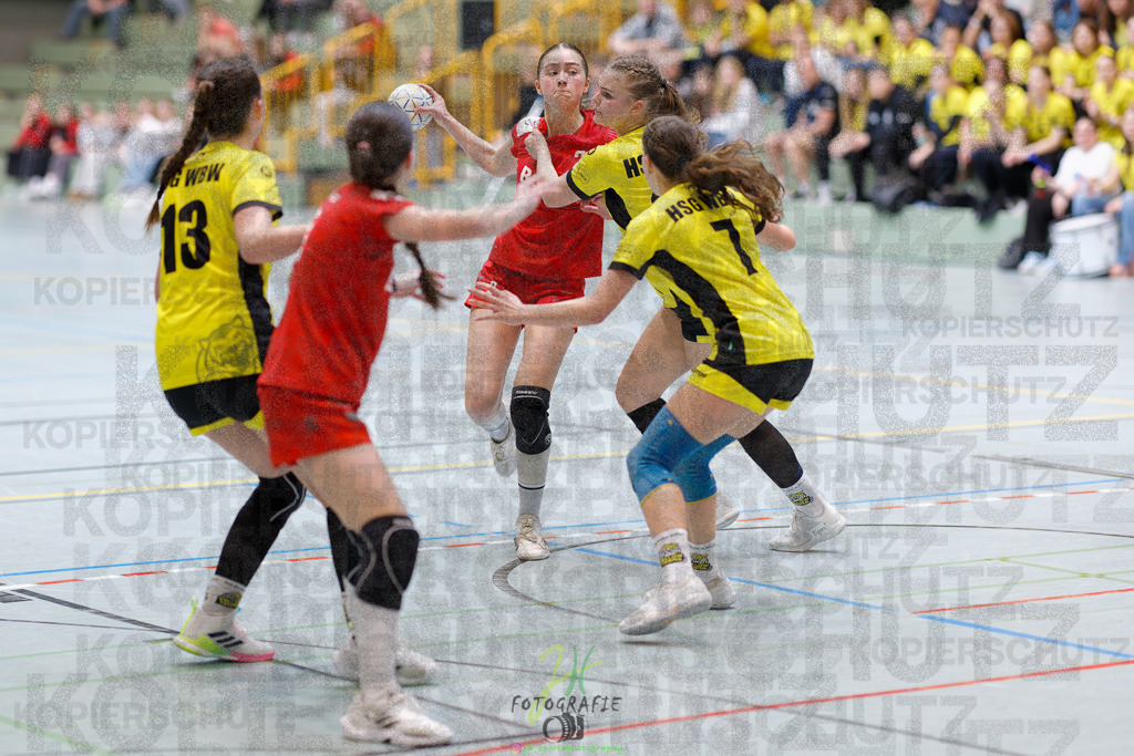 Hessenmeisterschaft wJC - Finale; HSG Kleenheim - HSG Weiterstadt/ Braunsh.Worf. | Hessenmeisterschaft wJC - Finale; HSG Kleenheim - HSG Weiterstadt/ Braunsh.Worf. am 22.03.2025 in Biedenkopf (Sporthalle Lahntalschule)Photo © 2025 - Jörg Heinrich - Realisiert mit Pictrs.com