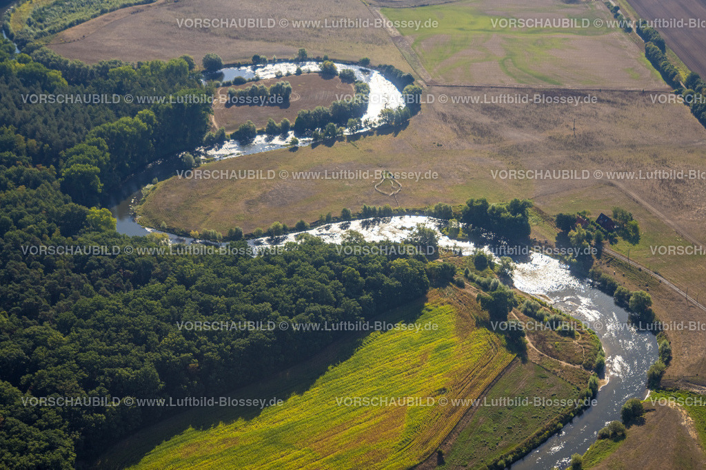 Olfen220805934LippeVogelsang | Luftbild, Fluss Lippe Mäander, Lippeschleife, Fluss- und Auenentwicklung der Lippe Vogelsang, Renaturierung, Gleitsohle, Stadtgrenze Olfen-Datteln, Olfen-Kirchspiel, Olfen, Ruhrgebiet, Nordrhein-Westfalen, Deutschland