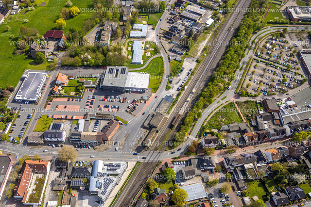 Boenen230404789 | Luftbild, Rathaus, Einkaufszentrum Poststraße, Bahnhofstraße, Bahnhof Bönen, Altenbögge, Bönen, Ruhrgebiet, Nordrhein-Westfalen, Deutschland