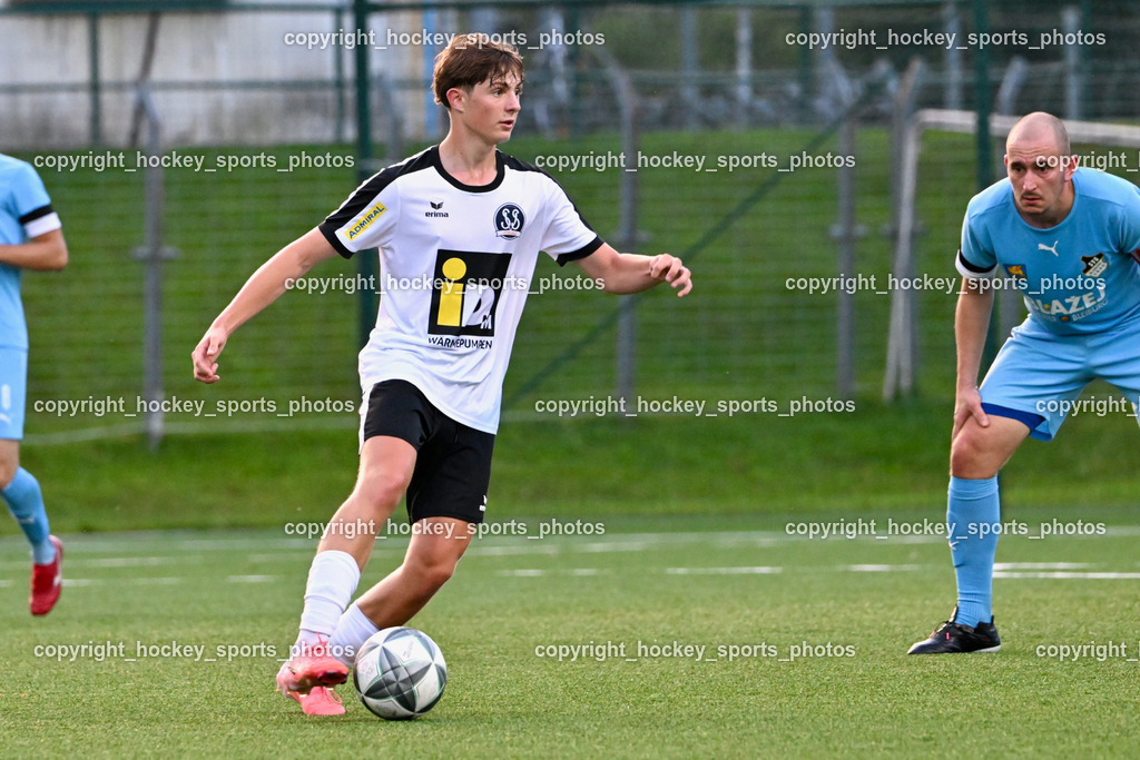 SV Spittal vs. SVG Bleiburg | #31 Matthias Mitterdorfer SV Spittal, #6 Nikola Tolimir SVG Bleiburg, SV Spittal vs. SVG Bleiburg, SV Spittal vs. SVG Bleiburg am 14.08.2024 in Spittal an der Drau (Goldeck Stadion), Austria, (Photo by Bernd Stefan)