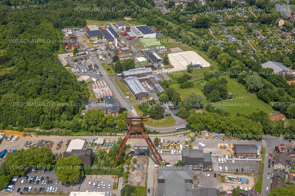 Herne250601411 | Luftbild, ehemalige Zeche Pluto 2/3/7 mit Fördertrurm, Wanne, Herne, Ruhrgebiet, Nordrhein-Westfalen, Deutschland