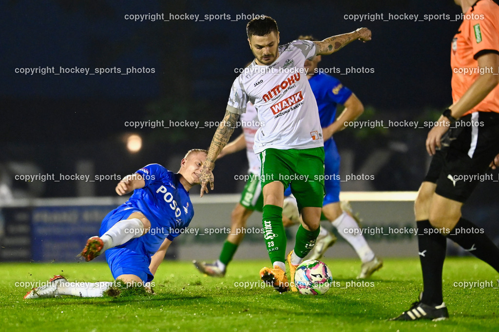 SAK vs. SV Donau  | #6 Toni Dullnig SAK, #23 Amer Krcic SV Donau, SAK vs. SV Donau , SAK vs. SV Donau  am 27.09.2024 in Klagenfurt (Sportpark Welzenegg), Austria, (Photo by Bernd Stefan)