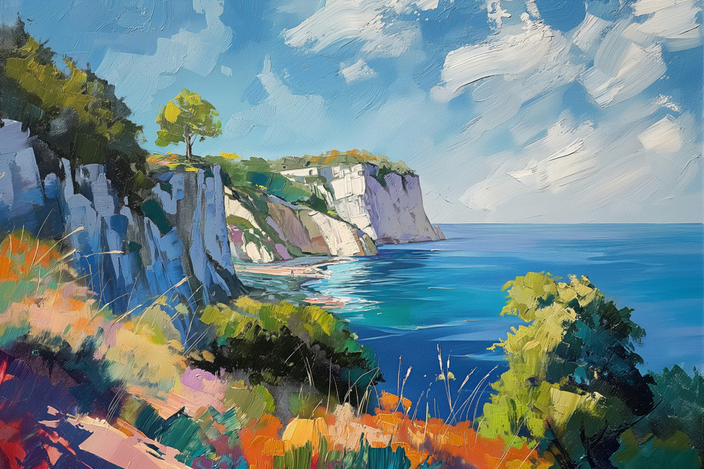 2412029 - Kreidefelsen | Kreidefelsen auf Rügen im Stil eines Gemäldes.