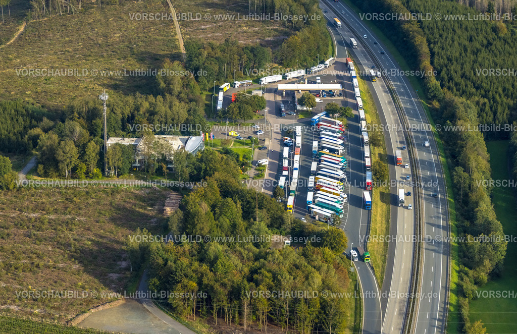 Siegen230913097SiegerlandOst | Luftbild, Autobahn Raststätte Siegerland Ost, Autobahn A45 Sauerlandlinie, Oberschelden, Siegen, Siegerland, Nordrhein-Westfalen, Deutschland