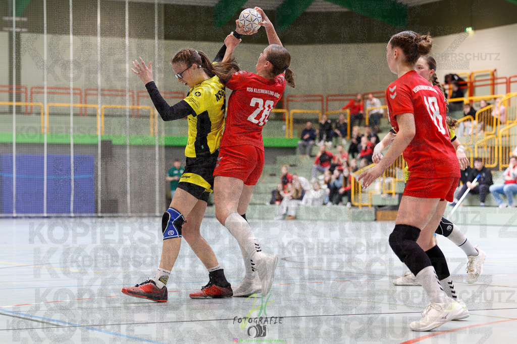 Hessenmeisterschaft wJC - Finale; HSG Kleenheim - HSG Weiterstadt/ Braunsh.Worf. | Hessenmeisterschaft wJC - Finale; HSG Kleenheim - HSG Weiterstadt/ Braunsh.Worf. am 22.03.2025 in Biedenkopf (Sporthalle Lahntalschule)Photo © 2025 - Jörg Heinrich - Realisiert mit Pictrs.com