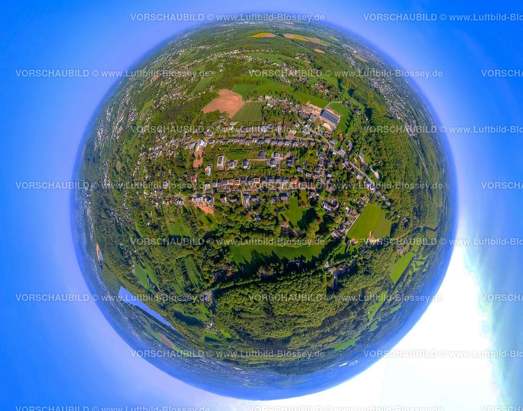 Herdecke240590173Ahlenberg | Luftbild, Wohngebiet Ortsansicht Ortsteil Ahlenberg, umgeben von Wald und Wiesen, Erdkugel, Fisheye Aufnahme, Fischaugen Aufnahme, 360 Grad Aufnahme, tiny world, little planet, fisheye Bild, Ahlenberg, Herdecke, Ruhrgebiet, Nordrhein-Westfalen, Deutschland